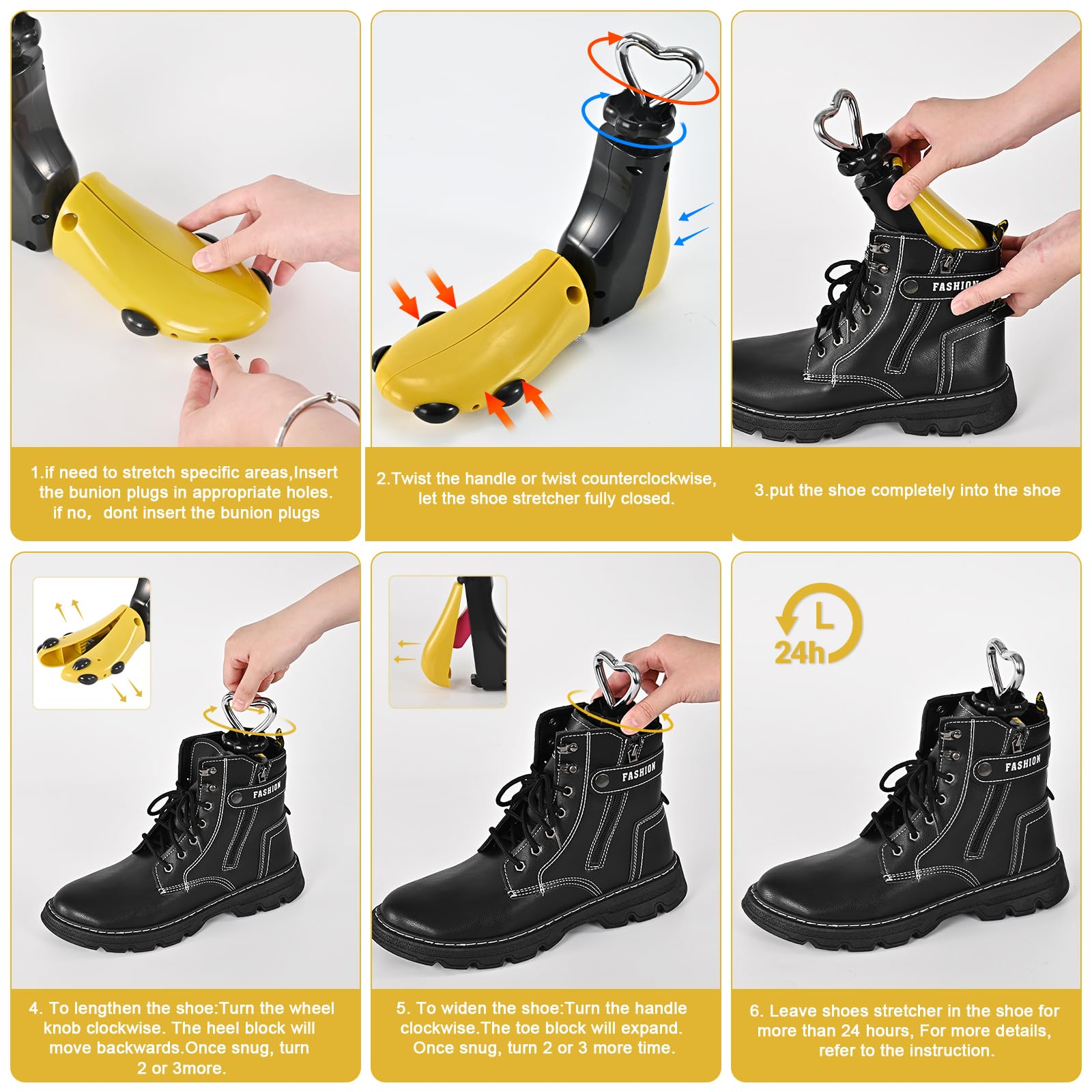 JJDPARTS Shoe Stretcher Women, 1 Pcs Boot Stretcher for Cowboy Boots, Adjustable Boot Wide Feet, Shoe Tree Shape Adjustable Unisex Boot Stretcher for Women Men (Pack of 1, for Women Size 6-10,men