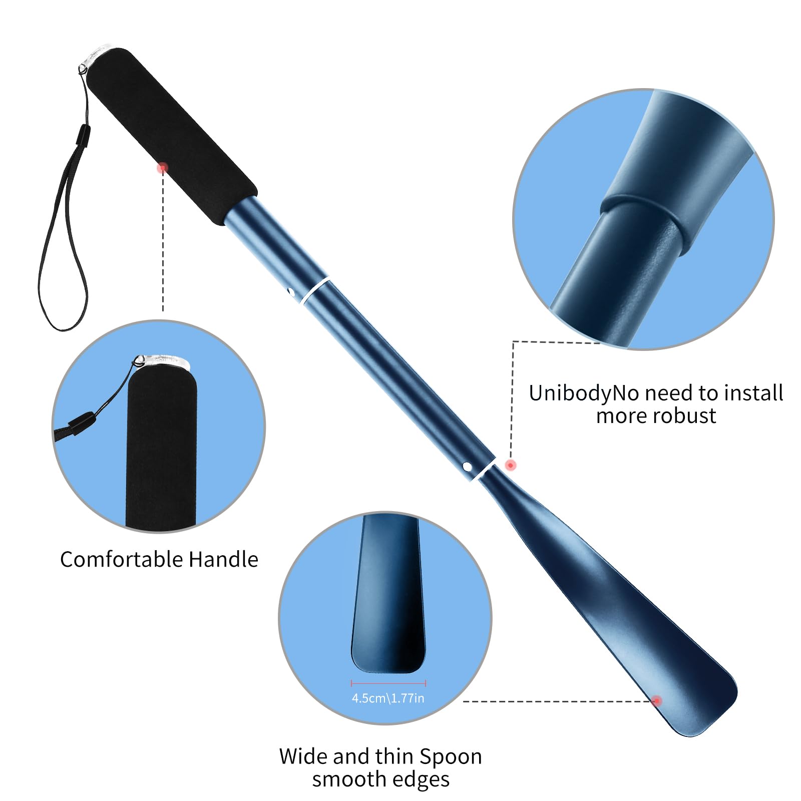 JJDPARTS Shoe Horn Long Handle,14.5"-37" Retractable Shoe Horn,Aluminum Shoe Horn For Men Women Kids Seniors