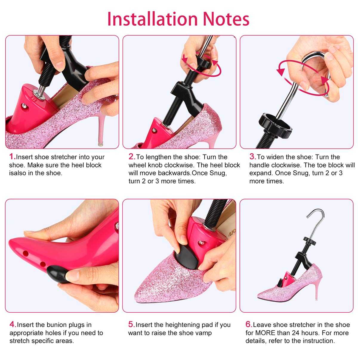 JJDPARTS Shoe Stretcher, Pair 4-Way Shoe Expander Widener Shoe Tree Extender for Women Men